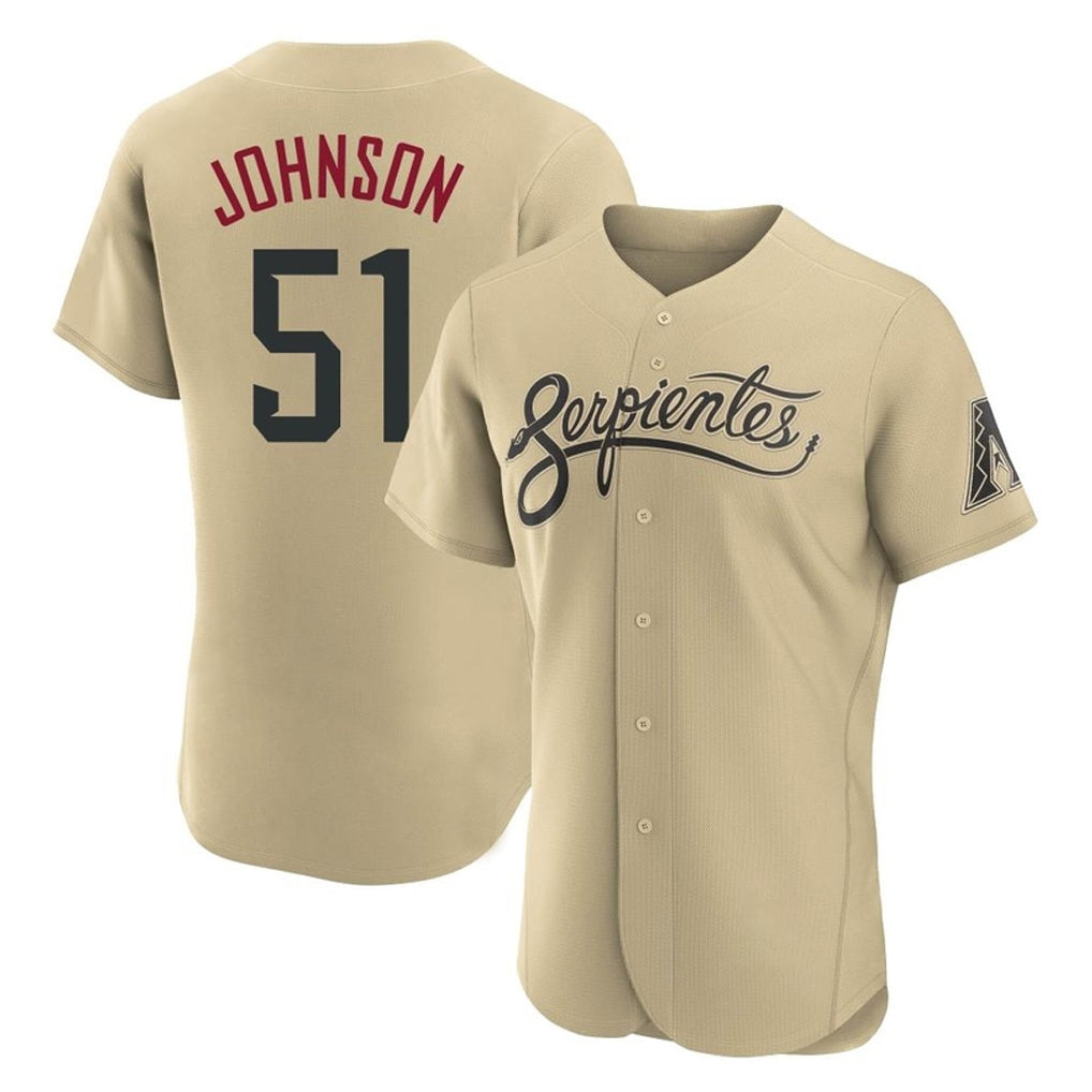Arizona Diamondbacks #51 Randy Johnson Player Tan BFRAILEY City Connect Limited Elite Home Game Stitched Jerseys