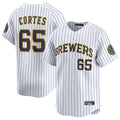 Milwaukee Brewers #65 Nestor Cortes Player White BFRAILEY Stripes Home Limited Game Stitched Jerseys