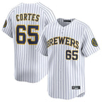 Milwaukee Brewers #65 Nestor Cortes Player White BFRAILEY Stripes Home Limited Game Stitched Jerseys