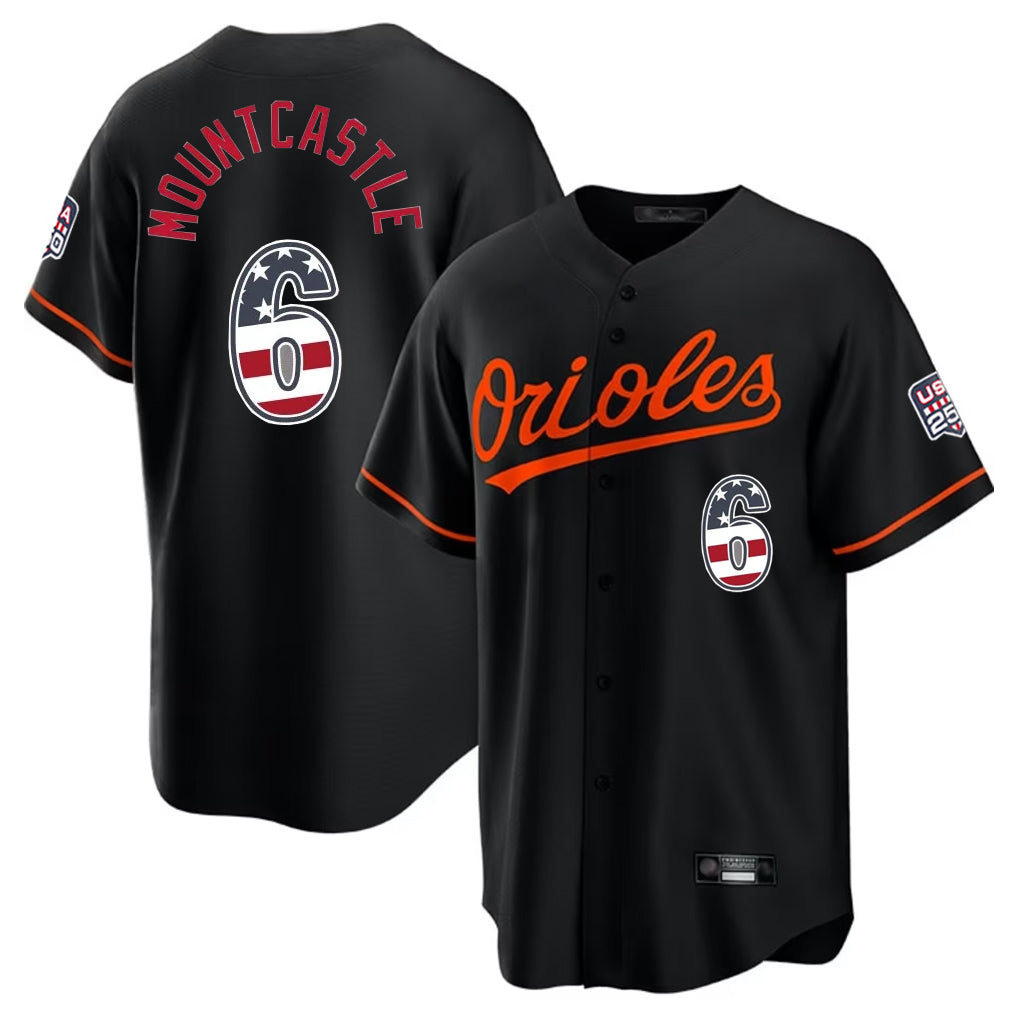 Baltimore Orioles #6 Ryan Mountcastle Player Black BFRAILEY USA 250 Fourth of July Home Game Stitched Jerseys