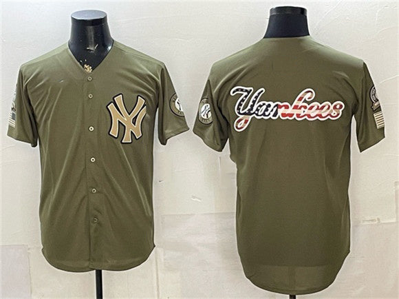 New York Yankees Team Big Logo Olive BFRAILEY 2026 Armed Forces Day Stitched Jersey