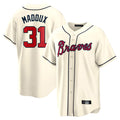 Atlanta Braves #31 Greg Maddux Player Cream BFRAILEY Home Game Stitched Jerseys