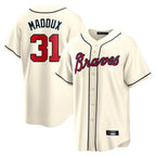 Atlanta Braves #31 Greg Maddux Player Cream BFRAILEY Home Game Stitched Jerseys