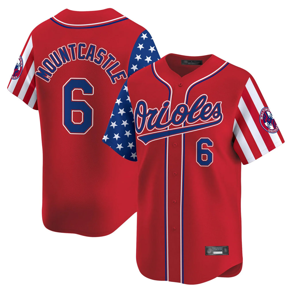 Baltimore Orioles #6 Ryan Mountcastle Player Red BFRAILEY Independence Day Vapor Premier Limited Home Game Stitched Jerseys