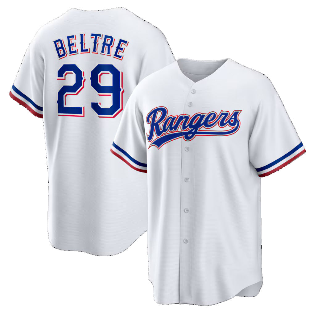 Texas Rangers #29 Adrian Beltre White BFRAILEY Home Retired Player Replica Jersey