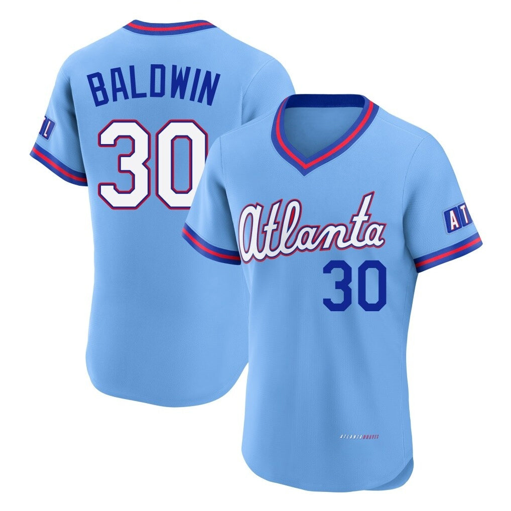 Atlanta Braves #30 Drake Baldwin Player Powder Blue BFRAILEY 2026 City Connect T-shirt Limited Elite Home Game Stitched Jerseys
