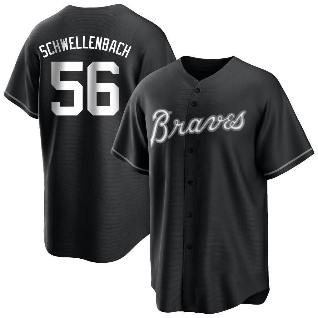 Atlanta Braves #56 Spencer Schwellenbach Player Black BFRAILEY Home Game Stitched Jerseys