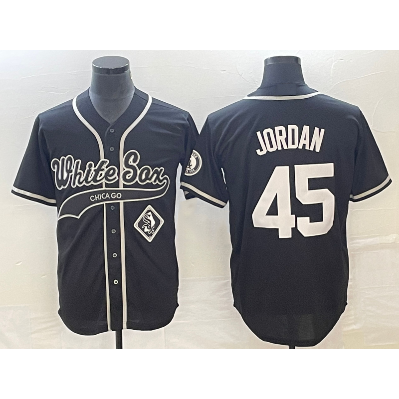 Chicago White Sox #45 Michael Jordan Black BFRAILEY Cool Base Stitched Jersey