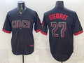 Cincinnati Reds #27 Sal Stewart Black BFRAILEY City Connect Cool Base Stitched Jersey