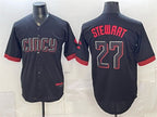 Cincinnati Reds #27 Sal Stewart Black BFRAILEY City Connect Cool Base Stitched Jersey