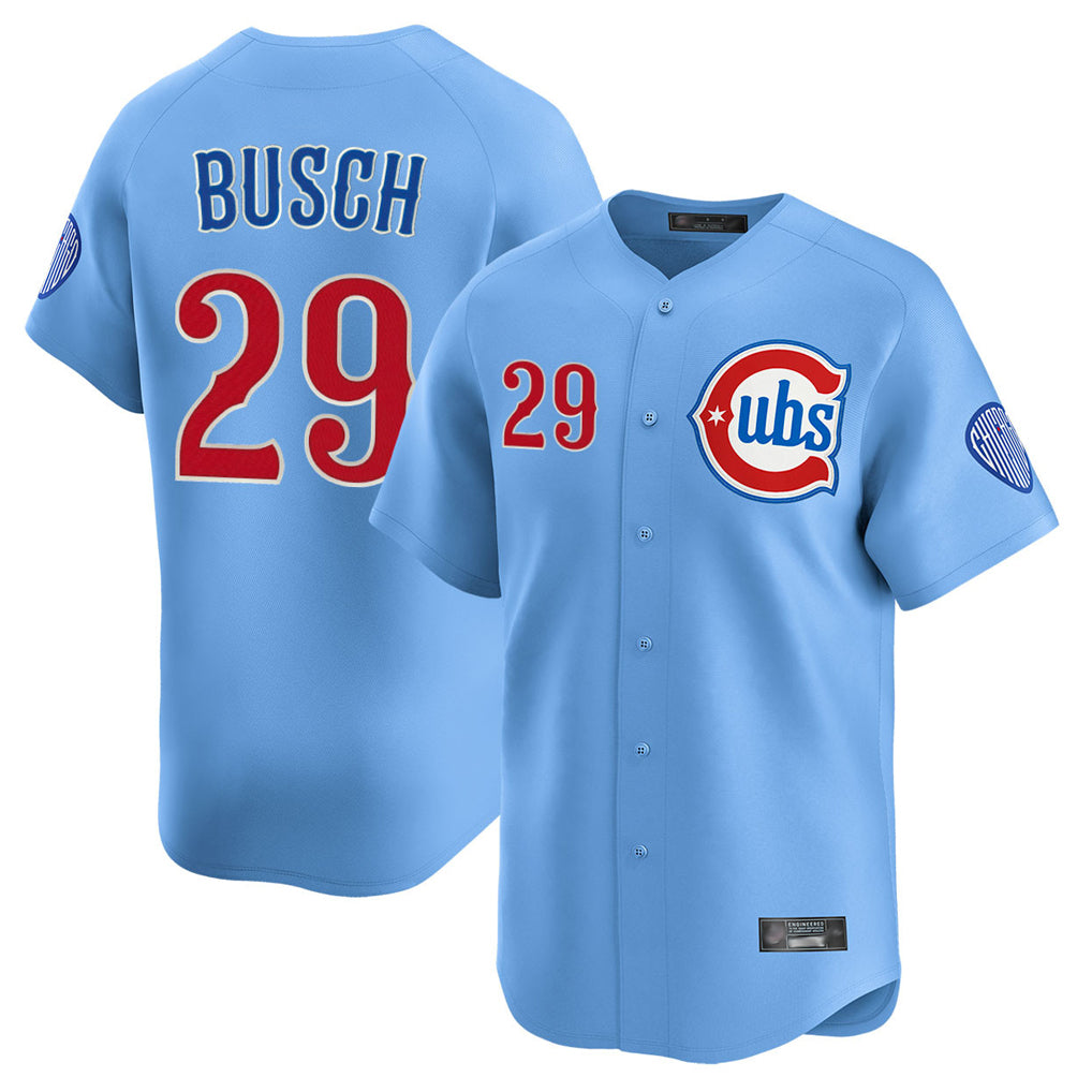 Chicago Cubs #29 Michael Busch Player Light Blue BFRAILEY Limited Home Stitched Jerseys