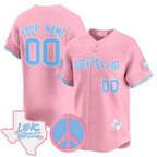 Custom Houston Astros  Love Street & Peace Sign Patch Bubblegum Pink BFRAILEY Vapor Premier Limited Jersey ¨C All Stitched
