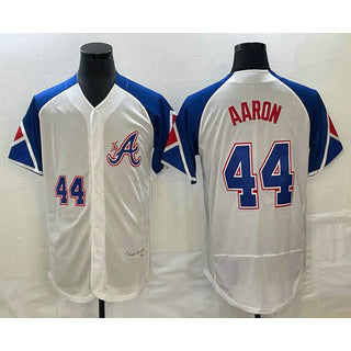 Atlanta Braves #44 Hank Aaron Number White BFRAILEY 2023 City Connect Flex Base Stitched Jersey