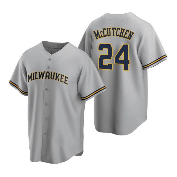 Milwaukee Brewers #24 Andrew McCutchen Gray BFRAILEY Cool Base Stitched Jersey