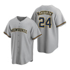 Milwaukee Brewers #24 Andrew McCutchen Gray BFRAILEY Cool Base Stitched Jersey