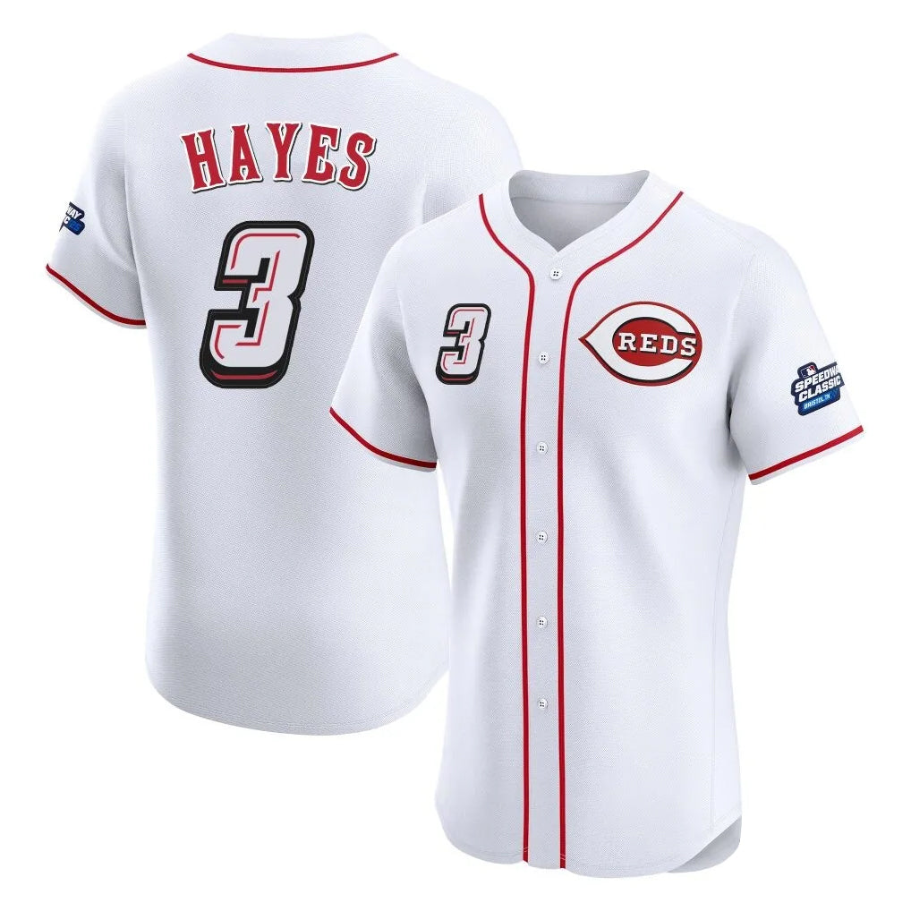 Cincinnati Reds #3 Ke'Bryan Hayes Player White BFRAILEY Speedway Classic Limited Elite Home Stitched Jerseys