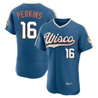 Milwaukee Brewers #16 Blake Perkins Player Blue BFRAILEY 2026 City Connect Home Limited Elite Stitched Jerseys