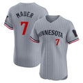 Minnesota Twins #7 Joe Mauer Player Gray BFRAILEYHome Limited Elite Stitched Jerseys