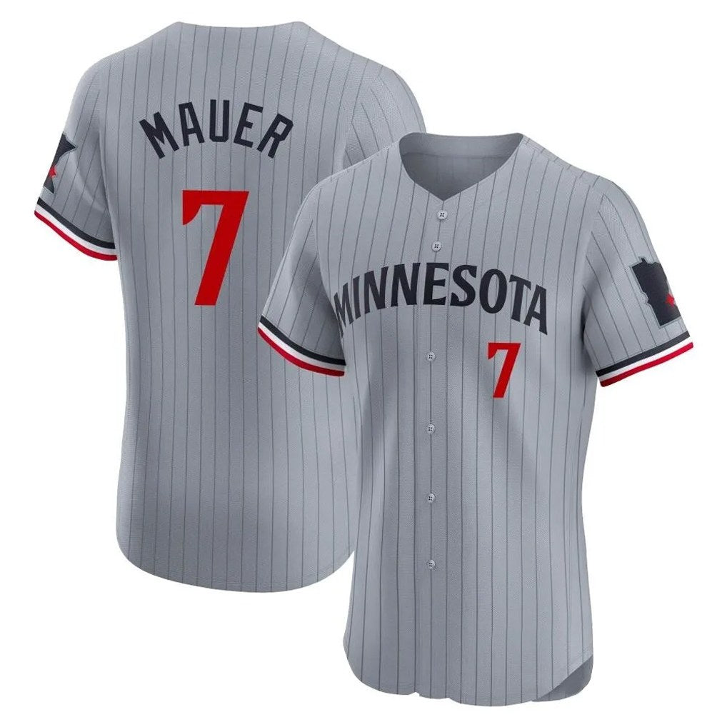 Minnesota Twins #7 Joe Mauer Player Gray BFRAILEYHome Limited Elite Stitched Jerseys