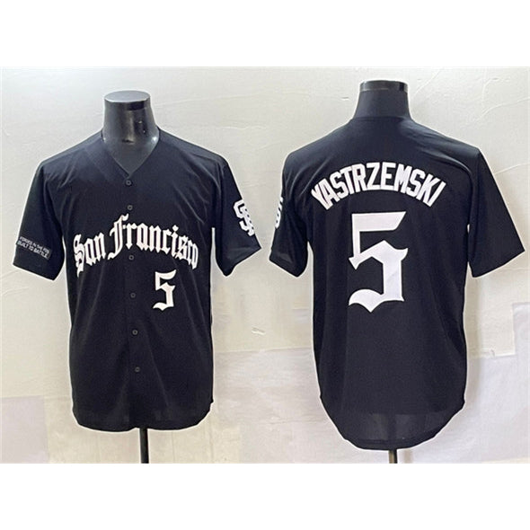 San Francisco Giants #5 Mike Yastrzemski Black BFRAILEY 'Gothic Fog Edition' Vapor Premier Limited Stitched Jersey