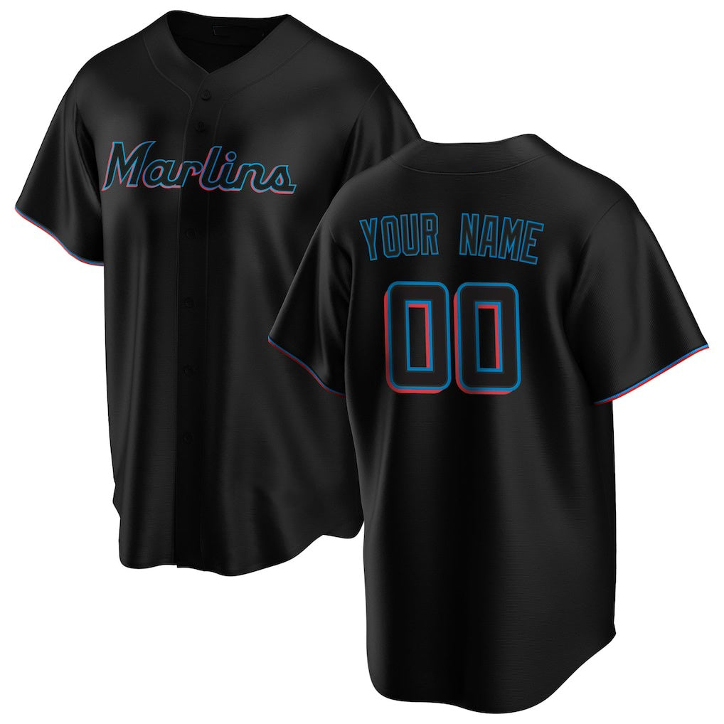 Custom Miami Marlins Black BFRAILEY Alternate Replica Jersey