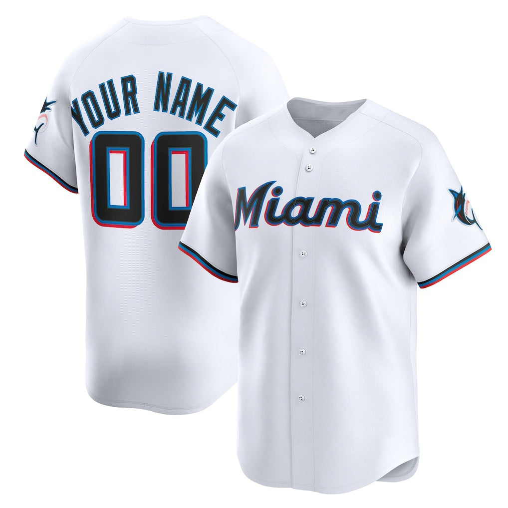 Custom Miami Marlins White BFRAILEY Home Limited Jersey