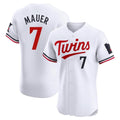 Minnesota Twins #7 Joe Mauer Player White BFRAILEYHome Limited Elite Stitched Jerseys