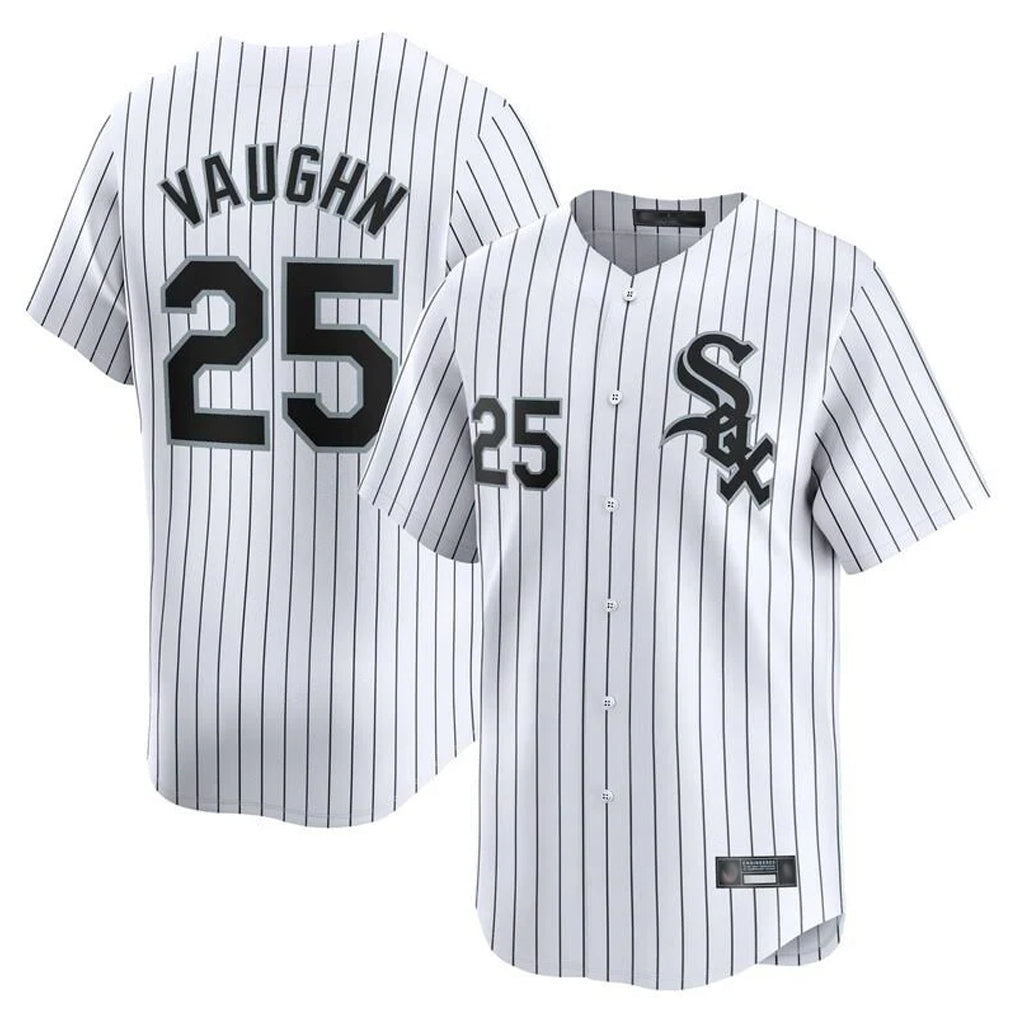 Chicago White Sox #25 Andrew Vaughn Player White BFRAILEY Stripe Limited Home Stitched Jerseys