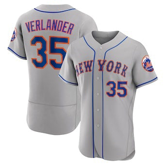New York Mets #35 Justin Verlander Gray BFRAILEY Flex Base Stitched Jersey