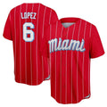 Miami Marlins #6 Otto Lopez Player Red BFRAILEY City Connect Home Game Stitched Jerseys