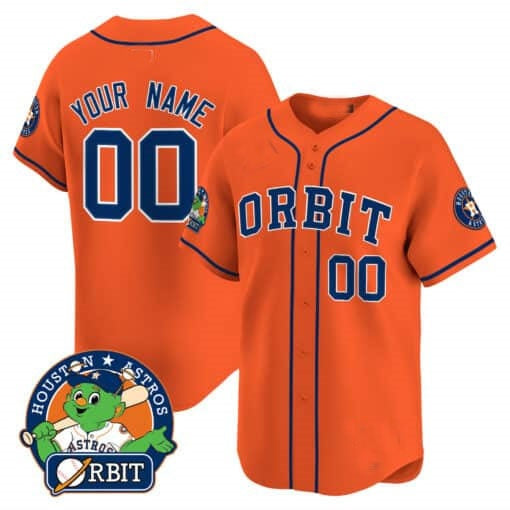 Custom Houston Astros Orbit Patch Vapor Premier Limited Jersey ¨C Orange BFRAILEY