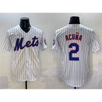 New York Mets #2 Luisangel Acuna White BFRAILEY Cool Base Stitched Jersey