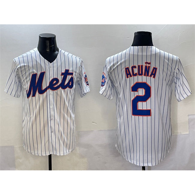 New York Mets #2 Luisangel Acuna White BFRAILEY Cool Base Stitched Jersey