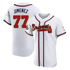 Atlanta Braves #77 Joe Jimenez Player White Gold BFRAILEY Limited Elite Home Game Stitched Jerseys