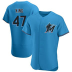 Miami Marlins #47 John King Player Blue BFRAILEY Home Limited Elite Stitched Jerseys