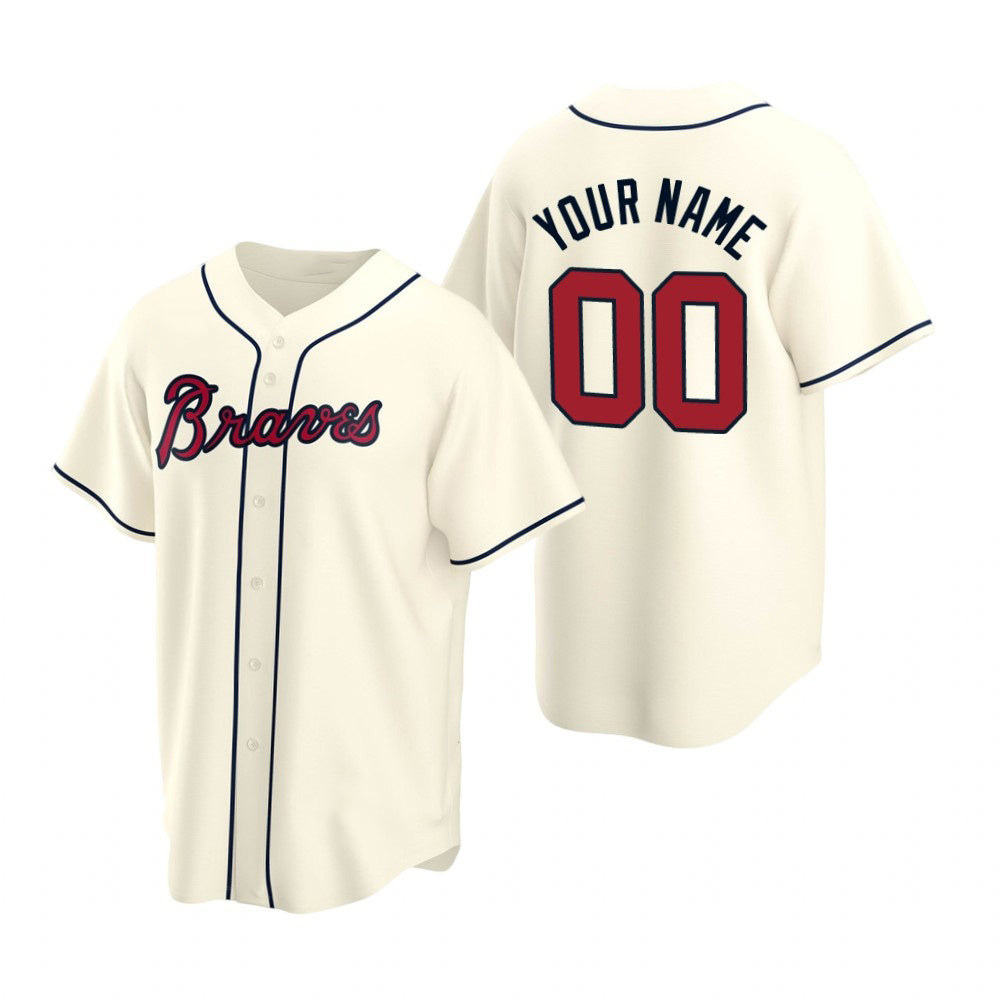 Custom Atlanta Braves Cream BFRAILEY 2020 Stitched Cool Base Jersey