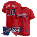 Custom Atlanta Braves 2024 Spring Training & Georgia Patch Vapor Premier Elite Jersey ¨C Red BFRAILEY