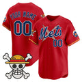 Custom New York Mets x One Piece Red BFRAILEY Vapor Premier Limited Jersey - Stitched