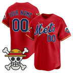 Custom New York Mets x One Piece Red BFRAILEY Vapor Premier Limited Jersey - Stitched