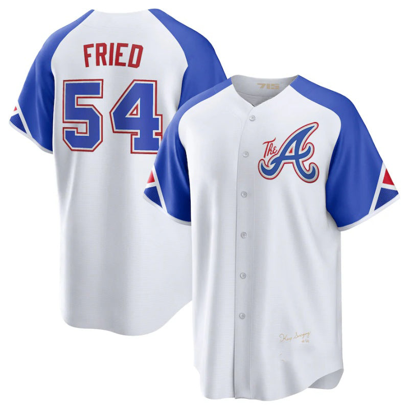 Atlanta Braves #54 Max Fried White BFRAILEY 2023 City Connect Cool Base Stitched Jersey