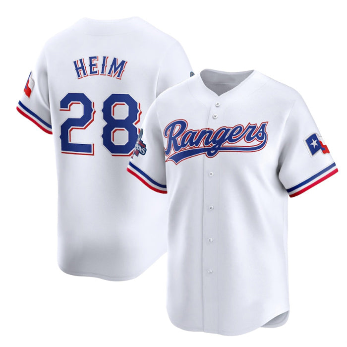 Texas Rangers #28 Jonah Heim White BFRAILEY 2023 World Series Champions Stitched Jersey