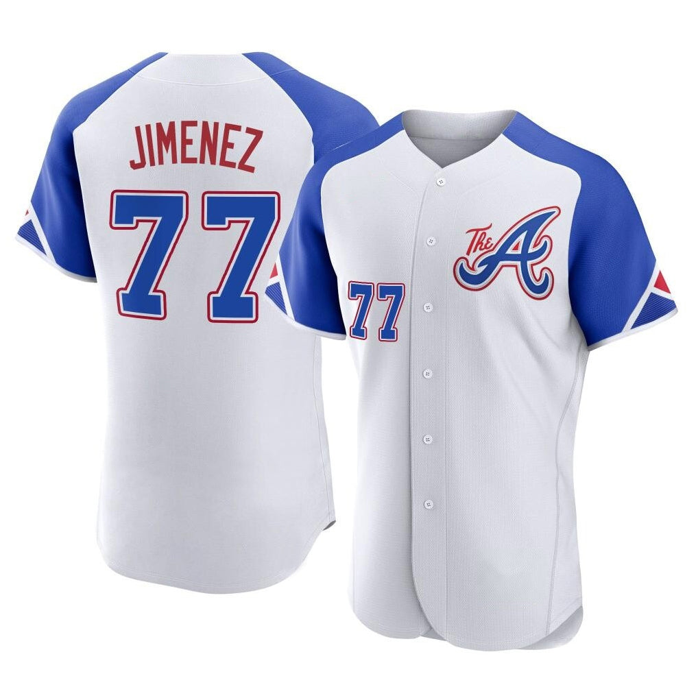 Atlanta Braves #77 Joe Jimenez Player White BFRAILEY City Connect Limited Elite Home Game Stitched Jerseys