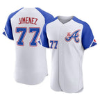 Atlanta Braves #77 Joe Jimenez Player White BFRAILEY City Connect Limited Elite Home Game Stitched Jerseys