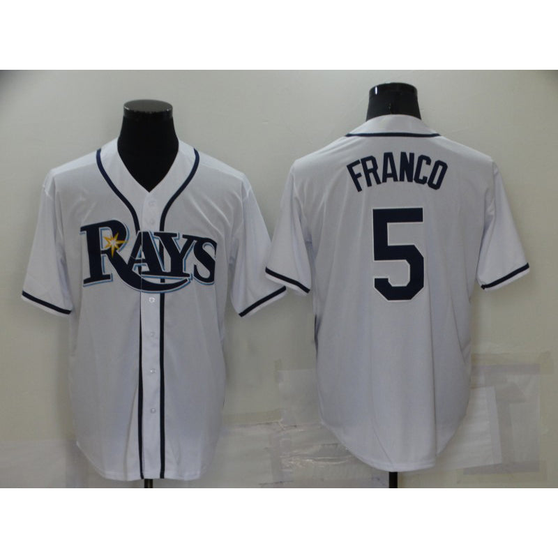 Tampa Bay Rays #5 Wander Franco White BFRAILEY Stitched Cool Base Jersey