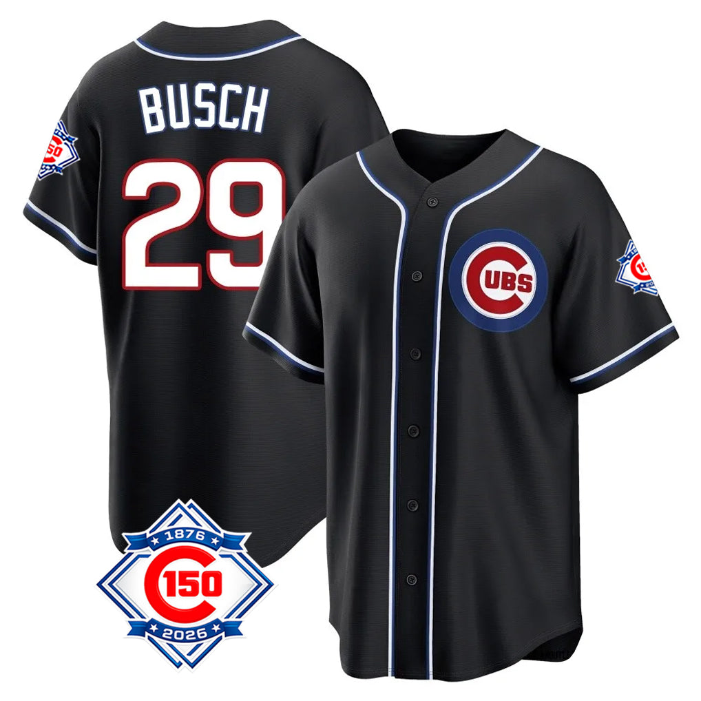 Chicago Cubs #29 Michael Busch Player Black BFRAILEY Fashion Out 150th Anniversary Game Stitched Jerseys