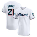 Miami Marlins #21 Graham Pauley Player White BFRAILEY Home Limited Elite Stitched Jerseys
