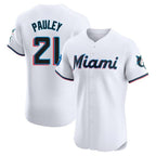 Miami Marlins #21 Graham Pauley Player White BFRAILEY Home Limited Elite Stitched Jerseys