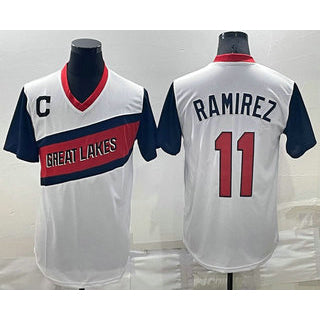 Cleveland Indians #11 Jose Ramirez White BFRAILEY 2021 Little League Classic Stitched Jersey