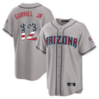 Arizona Diamondbacks #12 Lourdes Gurriel Jr Player Gray BFRAILEY USA 250 Fourth of July Home Game Stitched Jerseys