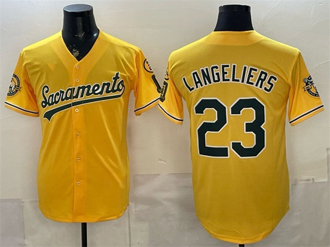 Oakland Athletics #23 Shea Langeliers 2026 Yellow BFRAILEY Alternate Sacramento Celebrating 125 Years Vapor Limited Stitched Jersey